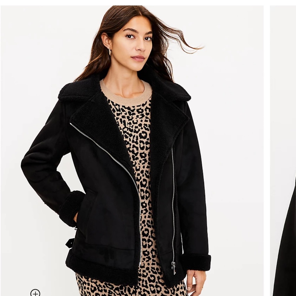 Loft faux suede aviator jacket